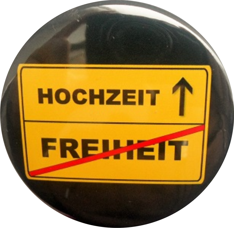 Hochzeit - Freiheit gelb-schwarz /JGA-Button